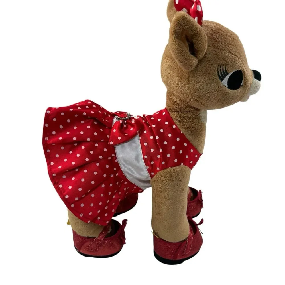 Build A Bear Clarice Rudolph Reindeer Plush Toy Red Polka Dot Dress Shoes